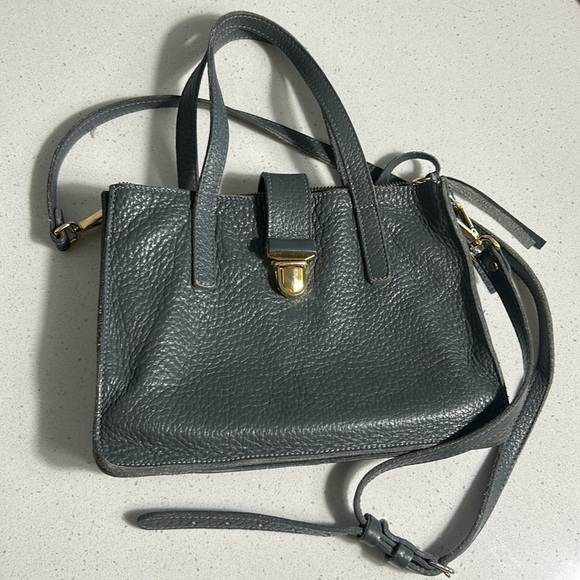 Roots Grey Pebbled Leather Multipocket Crossbody Bag Vintage - Picture 17 of 17